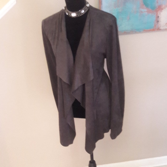 Sophie Max/Brown /Faux Suede/ Draped Front Jacket - Picture 3 of 8